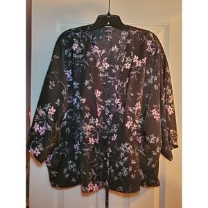 Express cinched floral kimono top
